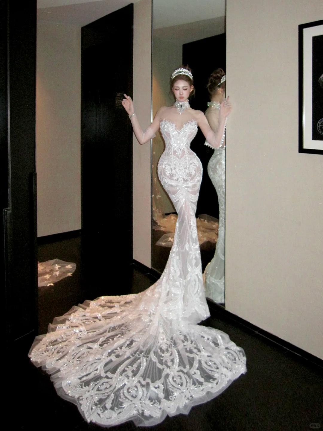 Elegant Glittering Beaded Sequined Applique Sweetheart Design Mermaid Wedding Dress Prom Dress Evening Dress HZ1024