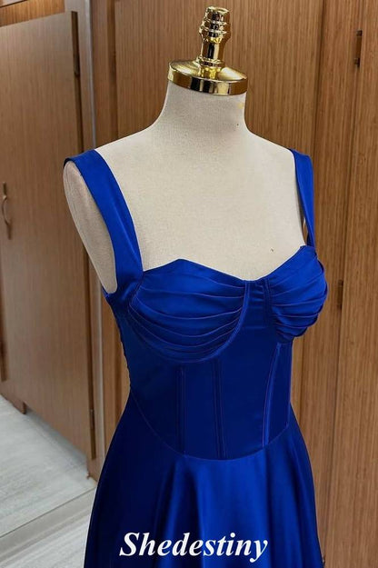 Empire-Waist Royal Blue Sweetheart A-Line Prom Dress with Straps