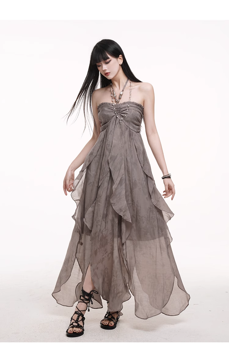 Simple Fashion Beach Party Chiffon Halter Dress HZ1024