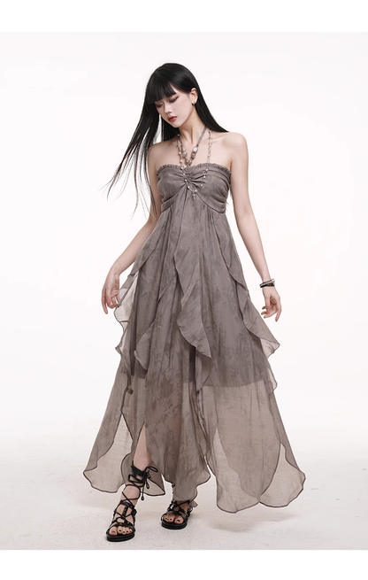 Simple Fashion Beach Party Chiffon Halter Dress HZ1024