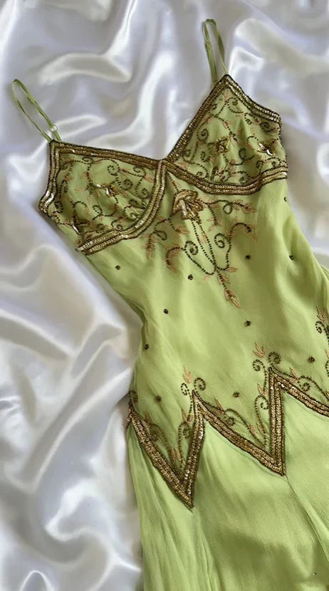 Vintage Embroidery Chiffon Spaghetti Strap Homecoming Dress Party Dress Cocktail Dress HZ1024