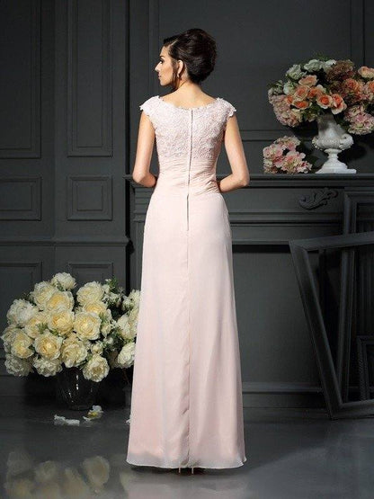 A-Line/Princess Scoop Lace Sleeveless Long Chiffon Mother of the Bride Dresses - RongMoon