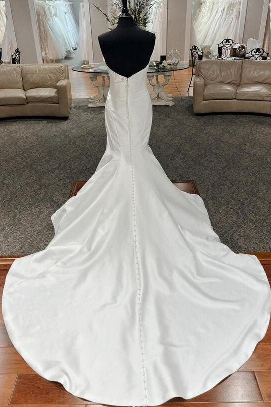 Unique Cowl-Neck Mermaid V-Back Satin Bridal Gown