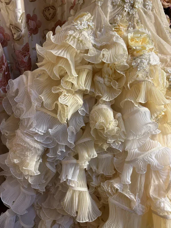 Vintage Applique Ruffles Strapless Sweet 16 Quinceanera A-Line Evening Dress Ball Gown HZ1024