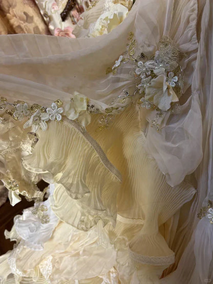 Vintage Applique Ruffles Strapless Sweet 16 Quinceanera A-Line Evening Dress Ball Gown HZ1024