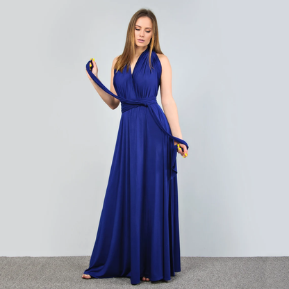 Jimiss - Hanging neck collar pleated bra backless and floor length Prom dress