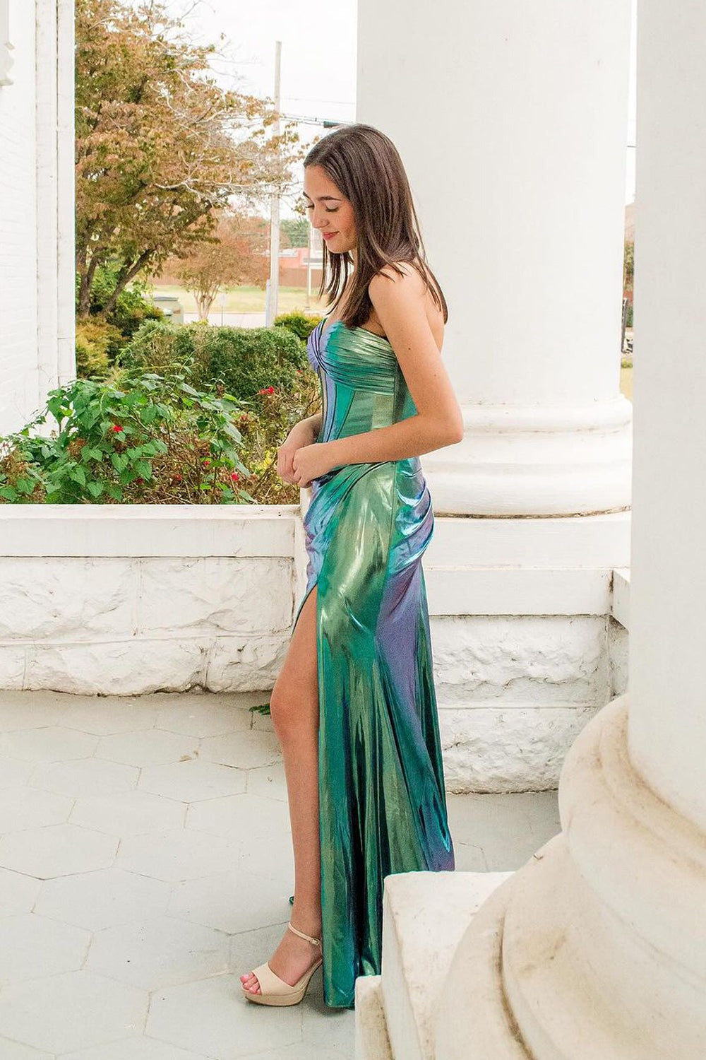 Sweetheart Glitter Satin Slit Mermaid Prom Dresses Evening Dresses
