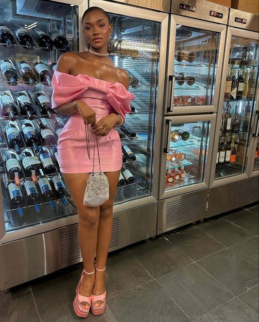 Pink Short Prom Dress Tight Bodycon Dresses