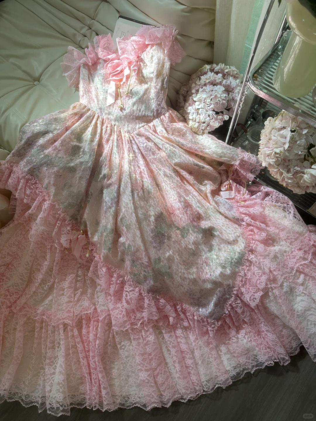 Pink sweet fashion elegant exquisite lace floral long tulle lace princess ball gown evening dress birthday dress adult ceremony dress gh4032
