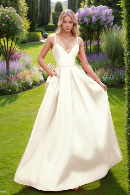 A-Line Floor Length Satin Prom Dress CS0451