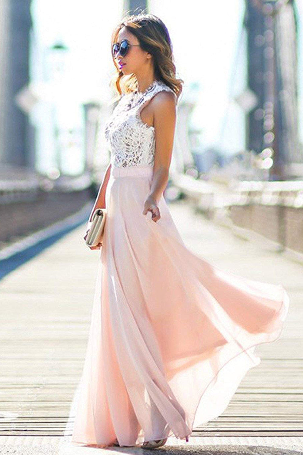 Lace and Chiffon Formal Prom Evening Party Dresses