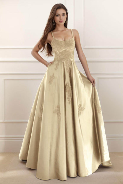 A-Line Floor Length Satin Prom Dress CS0458