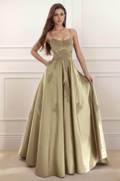A-Line Floor Length Satin Prom Dress CS0458
