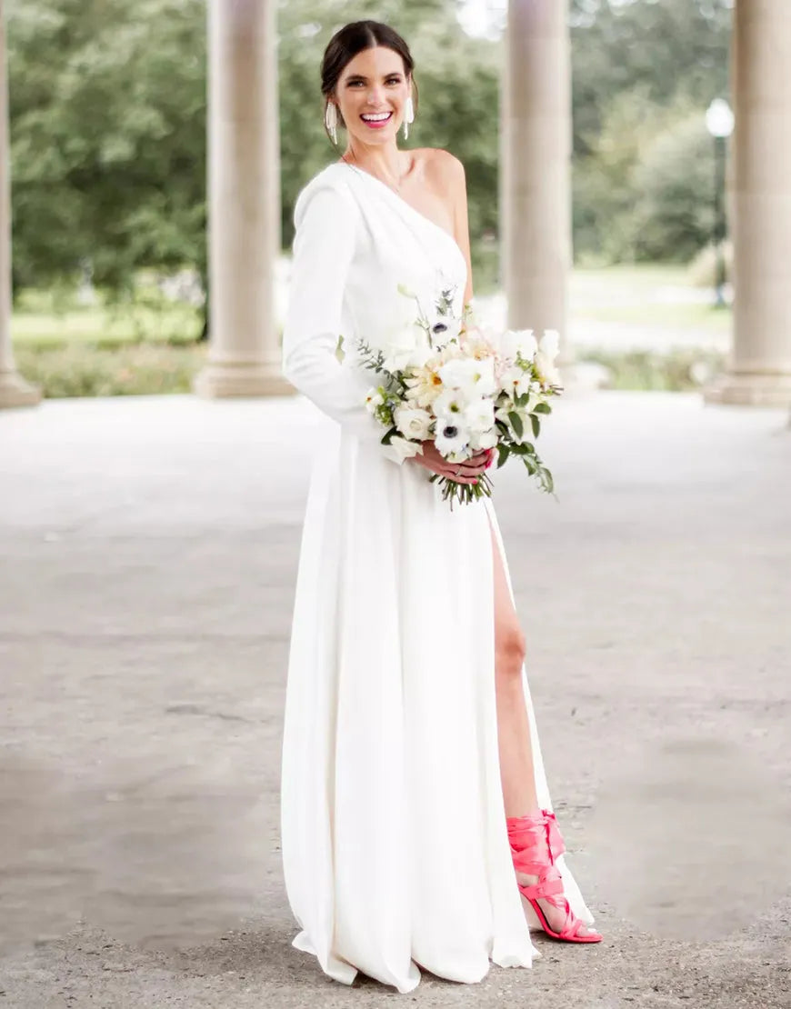 Aimishang Wedding Dress Sexy One-Shoulder Chiffon
