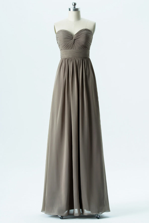 Grey Sweetheart Twist-Front Bridesmaid Dress