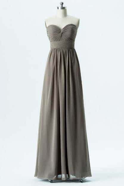 Grey Sweetheart Twist-Front Bridesmaid Dress