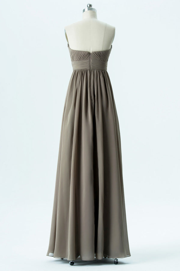 Grey Sweetheart Twist-Front Bridesmaid Dress