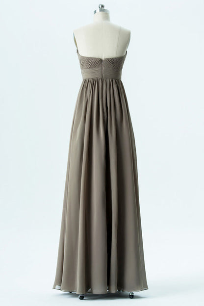 Grey Sweetheart Twist-Front Bridesmaid Dress