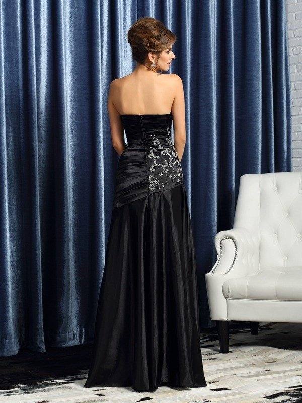 A-Line/Princess Sweetheart Beading Sleeveless Long Satin Mother of the Bride Dresses - RongMoon