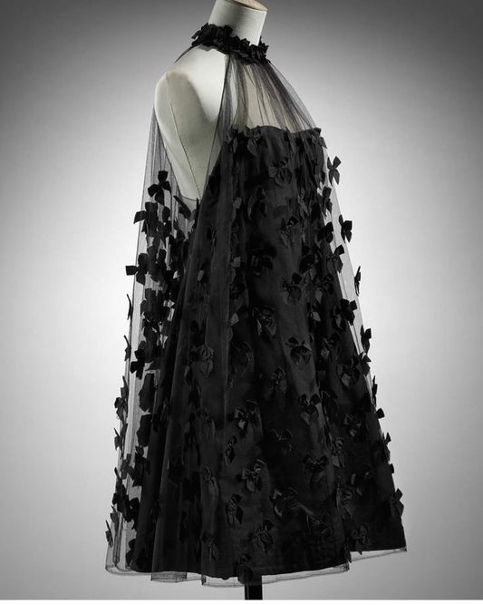 girlhomeshops--Black Exquisite Butterfly Short Tulle Beautiful Suspender Homecoming Dress gh5692