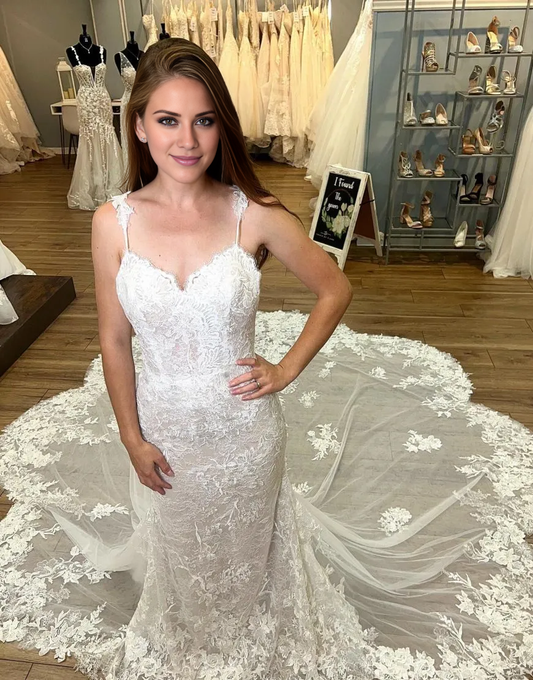 Aimishang Wedding Dress Mermaid Spaghetti Straps Flower Shape Chapel Train