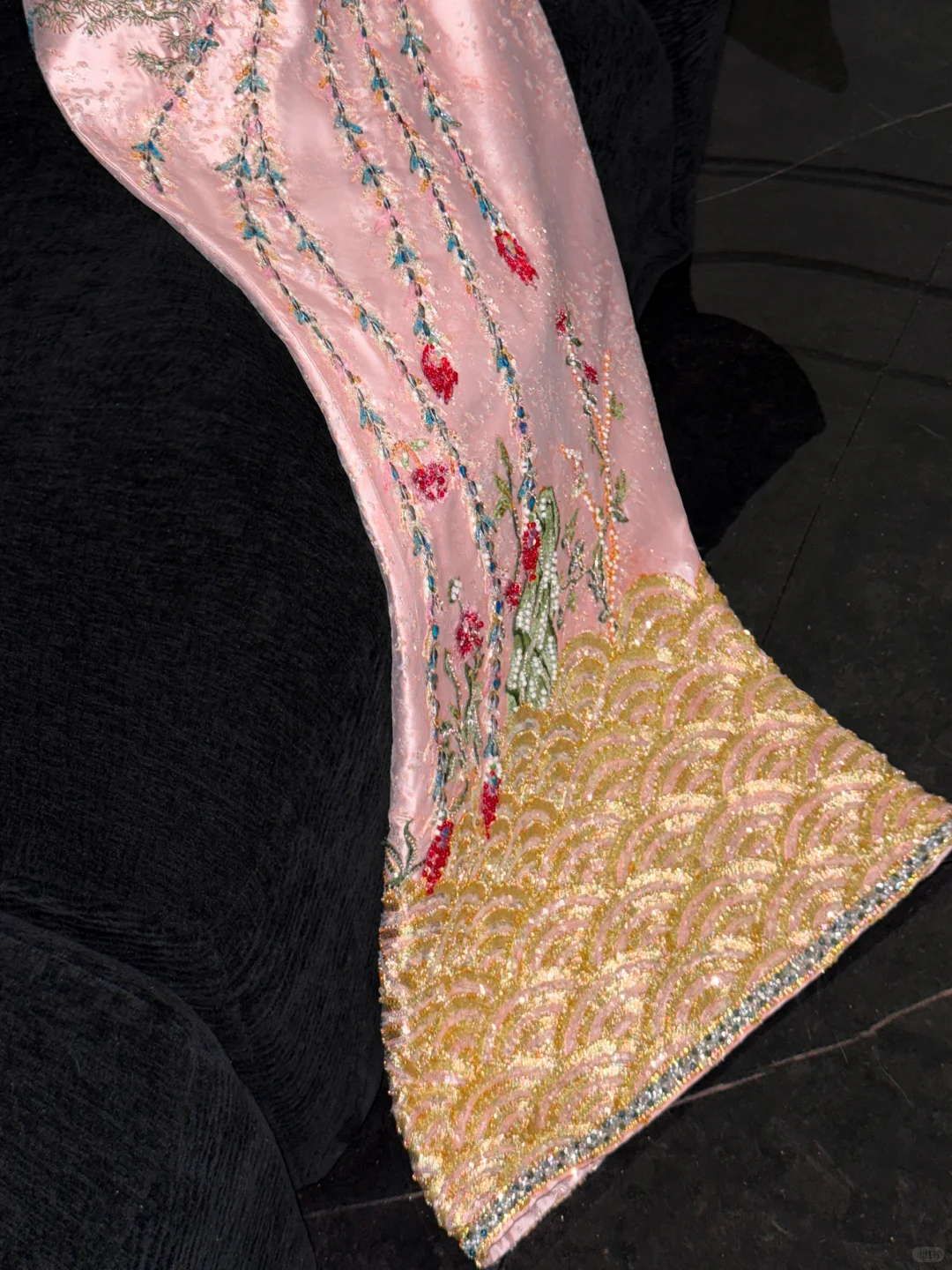 Sparkling Pink Beaded Sequined Design Elegant Mermaid Prom Dress Evening Dress HZ1024