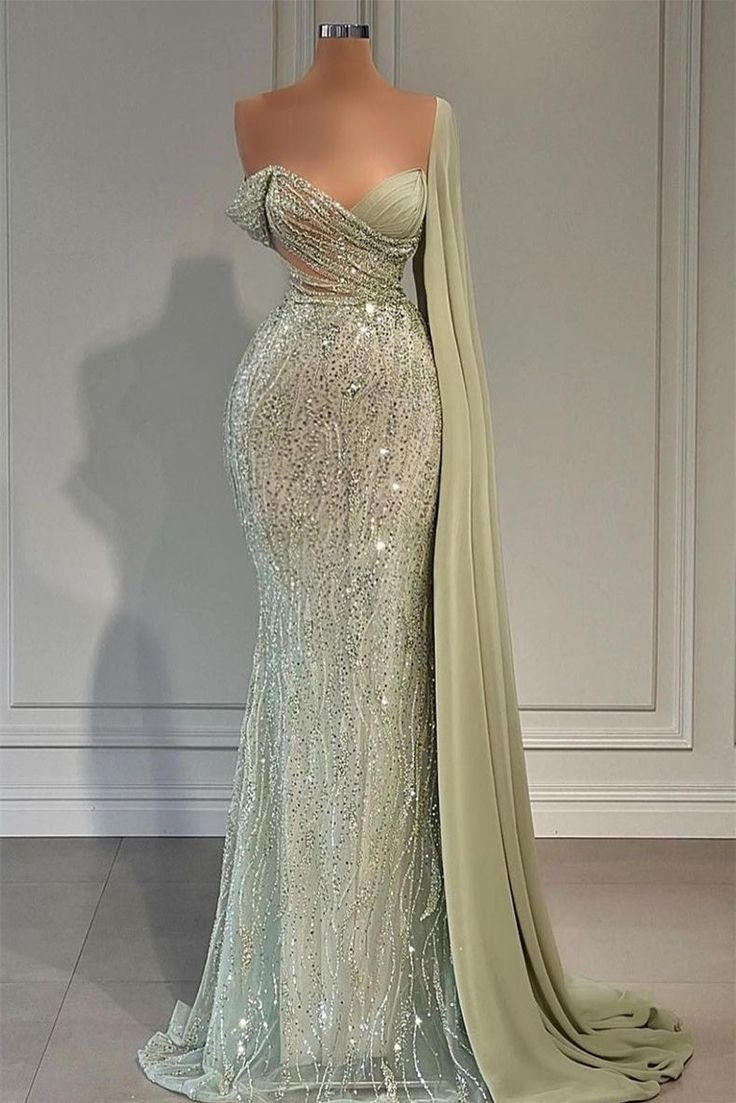 Luxury Sequins Beaded Mermaid Evening Dress Long Party Dress cc1744