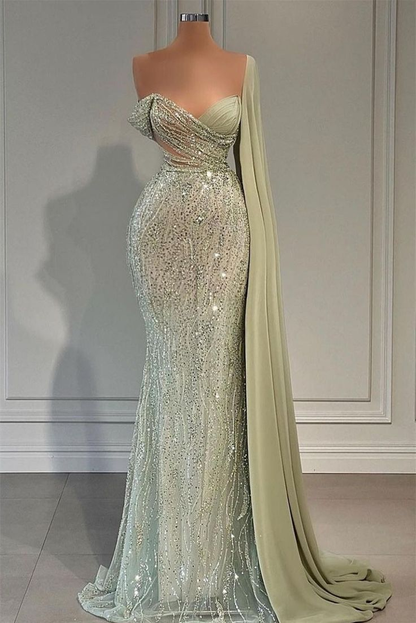Luxury Sequins Beaded Mermaid Evening Dress Long Party Dress cc1744