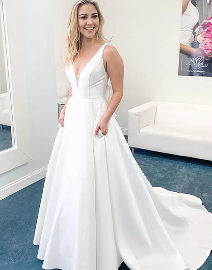 Aimishang Wedding Dress Sexy V Neck Chiffon