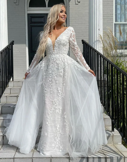 Aimishang Wedding Dress Mermaid Sexy V Neck Backless Tulle