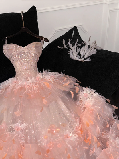 Gorgeous Shiny Beaded Sweetheart Princess Dress A-Line Floor-length Evening Dress Prom Dresses HZ1024