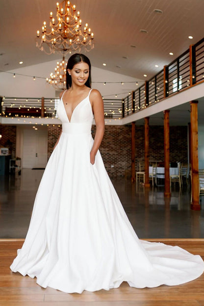 White v neck lace long prom dress white lace bridesmaid dress