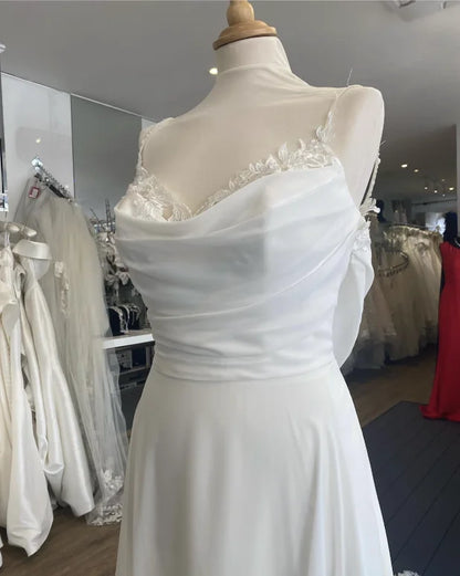 Simple Chiffon Wedding Dresses with Court Train Lace Straps A Line Bridal Gowns Robe boheme abito sposa
