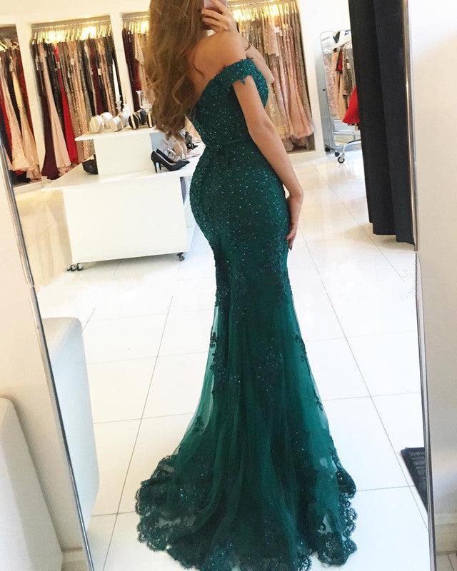 Lace Mermaid Off The Shoulder Formal Dresses
