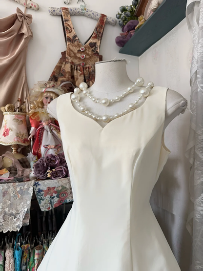 Vintage Simple Ivory Elegant A-Line Short Homecoming Dress Party Dress HZ1024