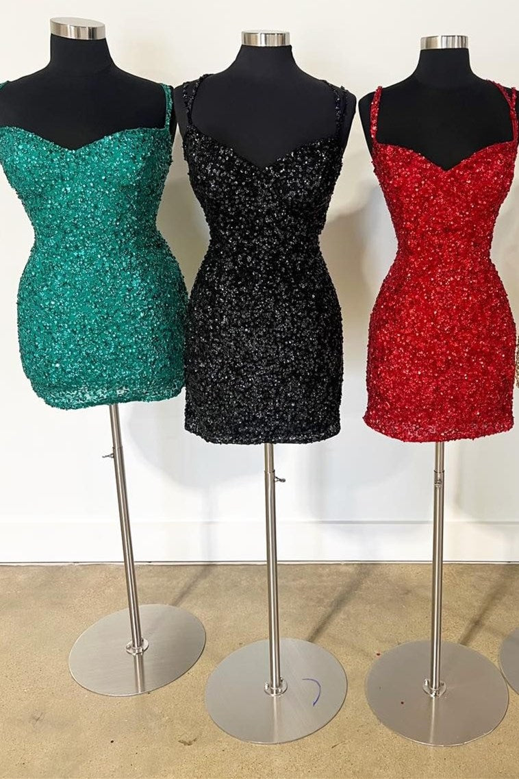 Pink Sequin Sweetheart Bodycon Mini Homecoming Dress