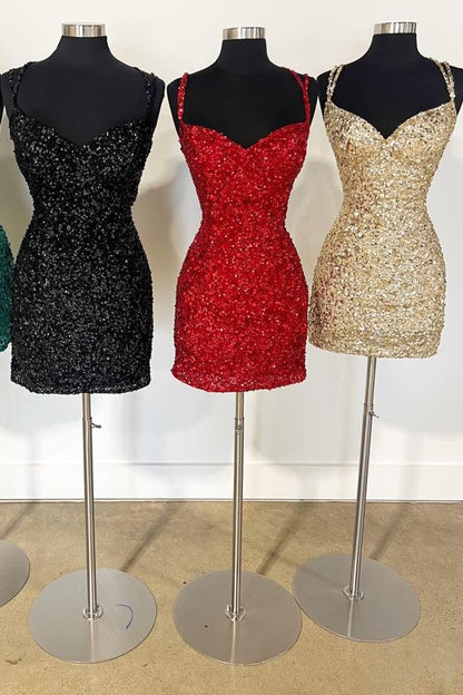 Pink Sequin Sweetheart Bodycon Homecoming Dress