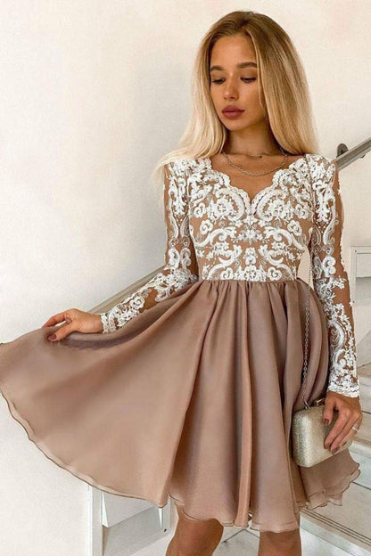 Pink v neck lace tulle short prom dress lace cocktail dress