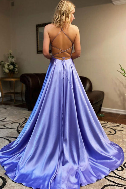 Simple sweetheart backless long satin prom dress evening dress