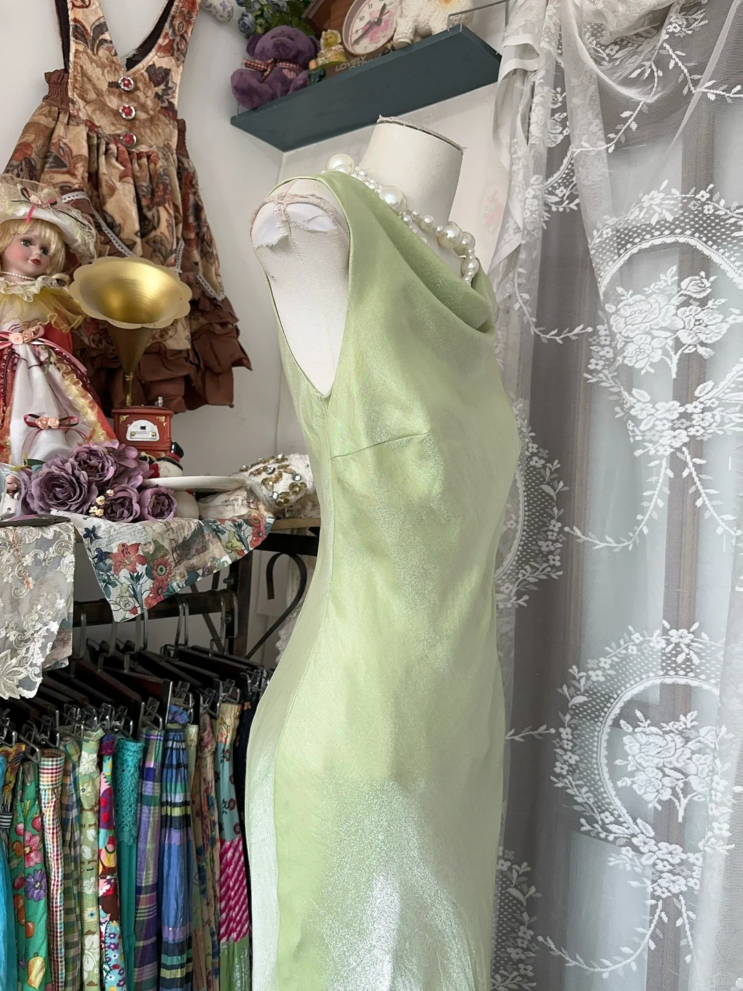 Gorgeous Light Green Cowl Neck Elegant Mermaid Long Evening Dress Prom Dresses HZ1024
