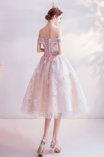 Pink sweetheart tulle lace short prom dress pink cocktail dress
