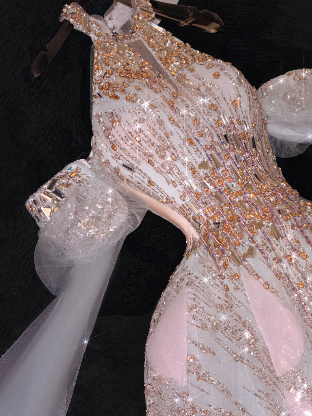 Gorgeous Shiny Pink Beaded Sequined Design A-Line Prom Dress Evening Dress Ball Gown HZ1024