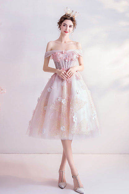 Pink sweetheart tulle lace short prom dress pink cocktail dress