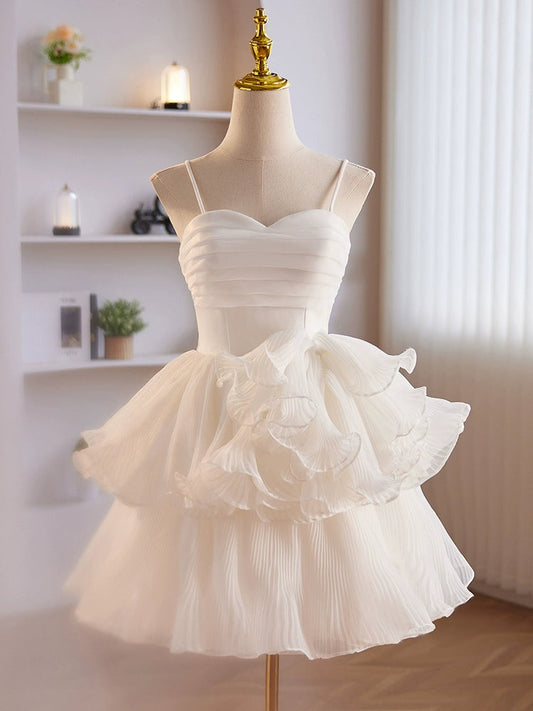 Cute White Sweetheart Neck Short Prom Dress, Cute White Homecoming Dress