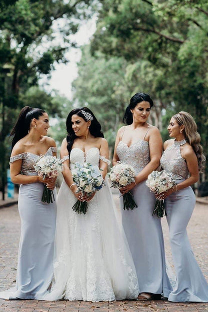 Mermaid Sequins Lilac Long Bridesmaid Dress