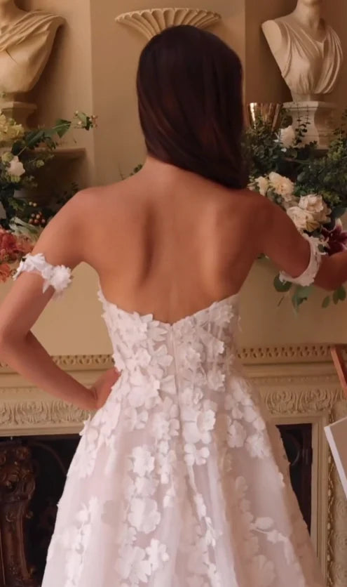 Aimishang Elegant Off White Prom Dresses Strapless Bridal Gown Wedding Dresses
