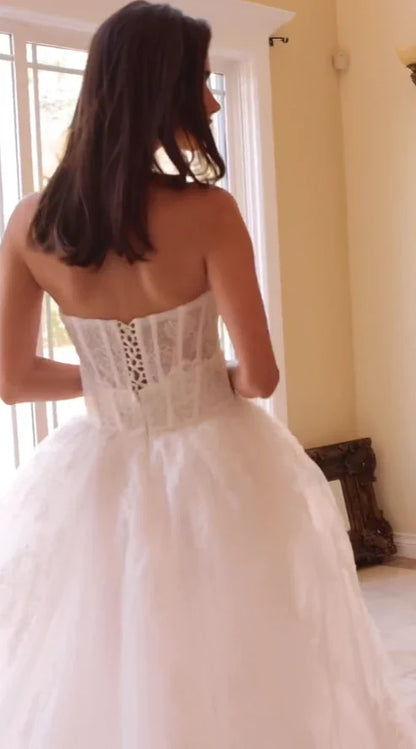 Aimishang Off White/Nude Wedding Dresses Lace Strapless Overskirt Bridal Gown