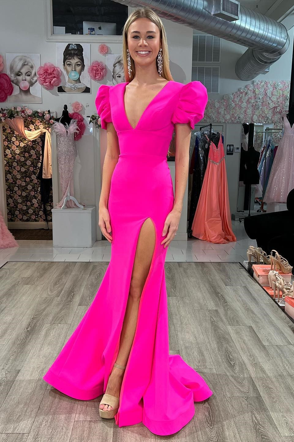 Elegant White Plunge V Cutout Back Mermaid Long Formal Dress