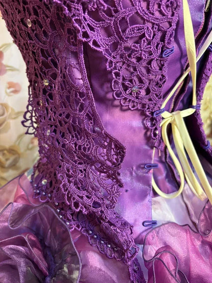 Gorgeous Lilac Floral Spaghetti Strap Chiffon Sweet 16 Quinceanera A-Line Evening Dress Ball Gown HZ1024