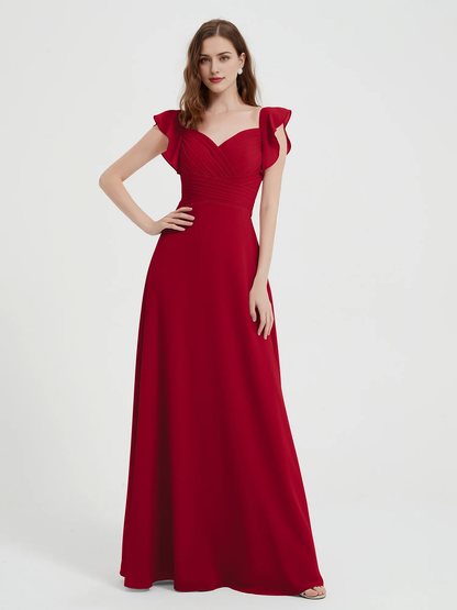 Sweetheart Drifting Sleeves Chiffon Dress